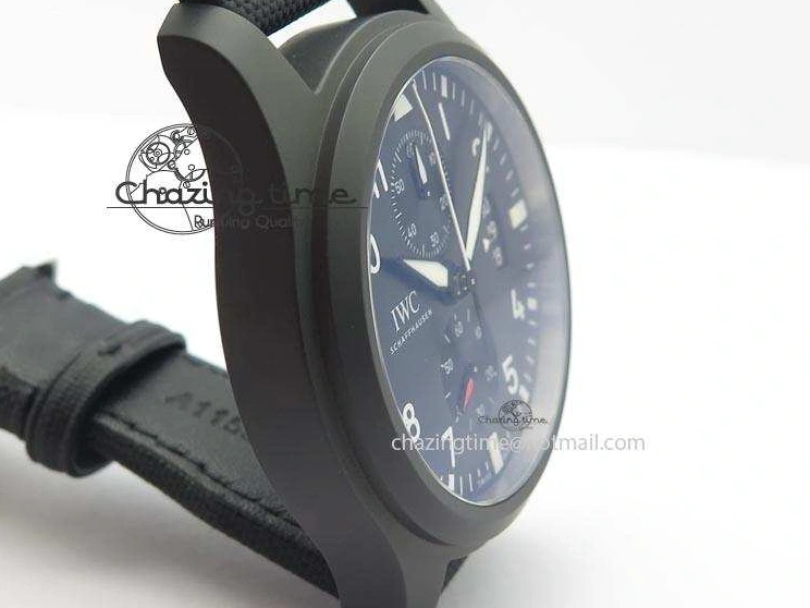 MIROTIME 0412 EasyCare Pilot Chrono IW388001 Real Ceramic ZF 1:1 Best Edition On Black Nylon Strap A 7279